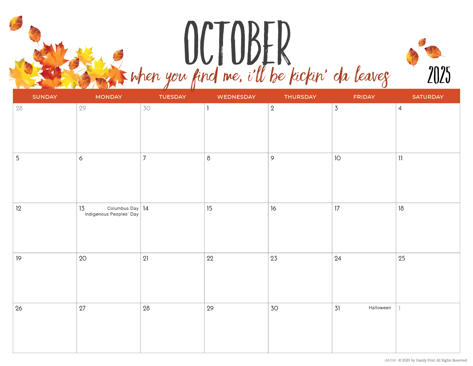 2025 Printable Calendars2025-2026 Printable Calendars For Moms - Imom for October Calendar 2025 Printable Word