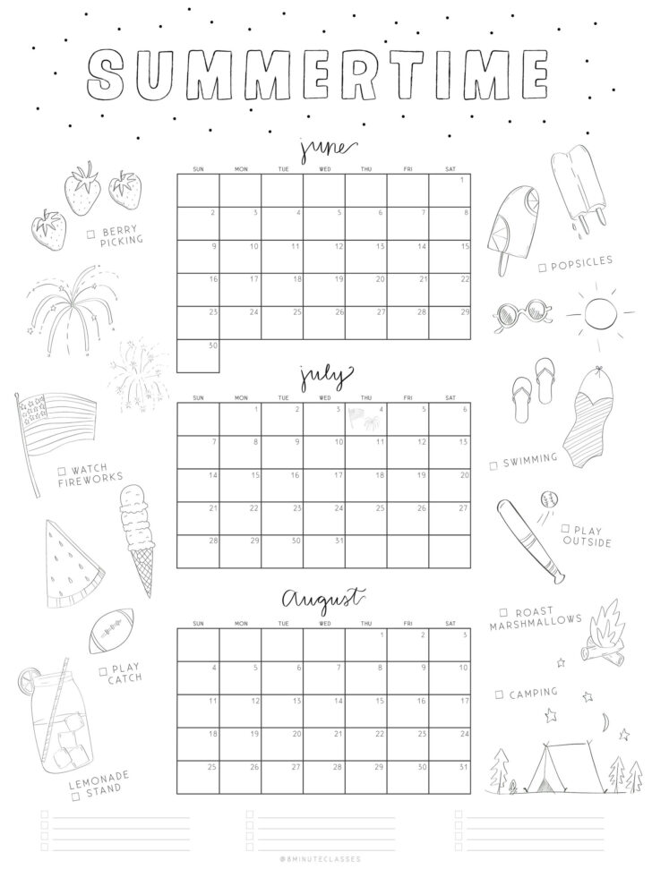 Summer Calendar 2025 Printable