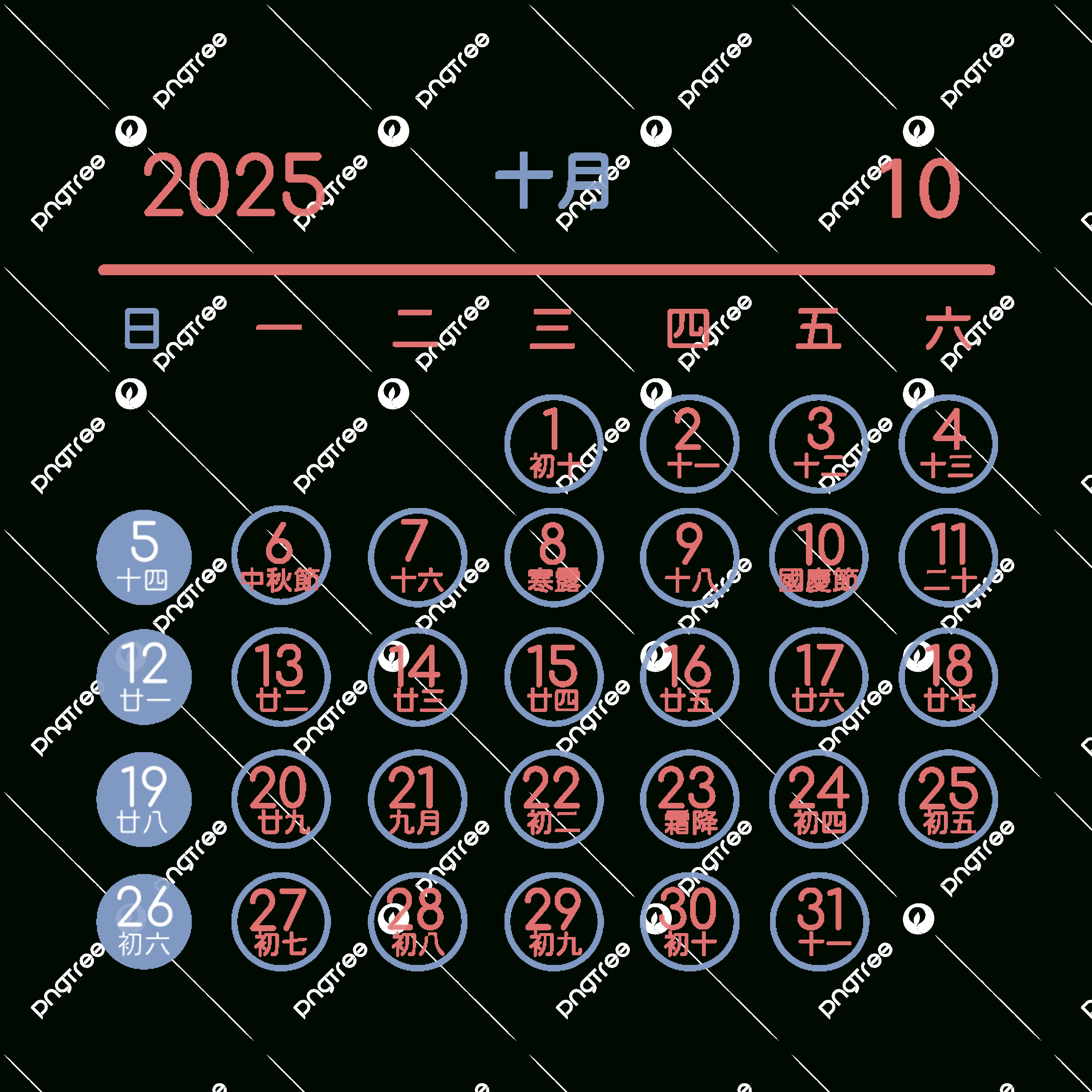 2025 Traditional Chinese Calendar October Decoration Vector, 2025 for Chinese Calendar October 2025