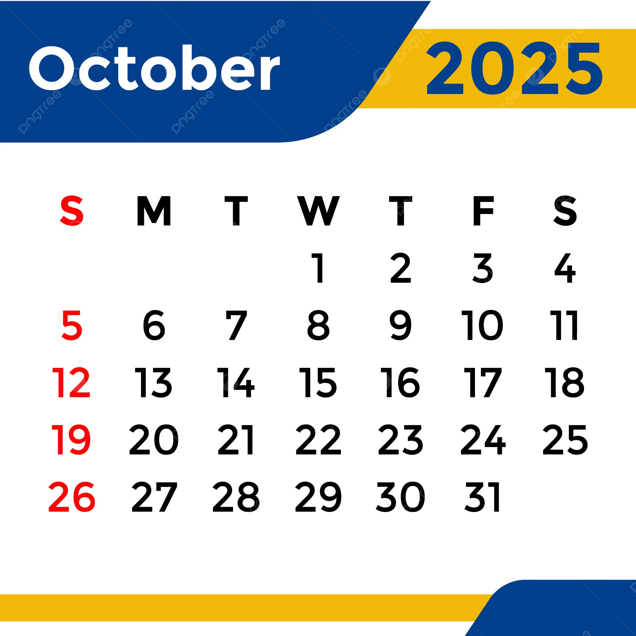 Calendar 2025 October Month Vector Template Download On Pngtree intended for Calendar For October Month 2025