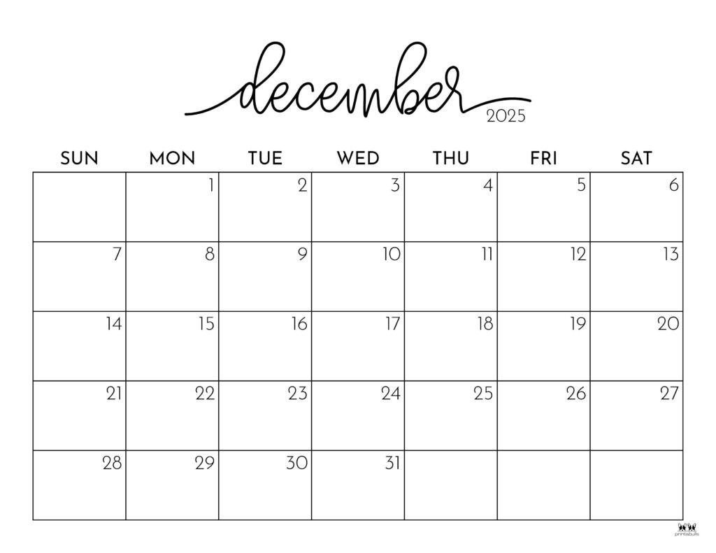 December 2025 Calendars - 107 Free Printables | Printabulls throughout October November December 2025 Calendar Printable Free