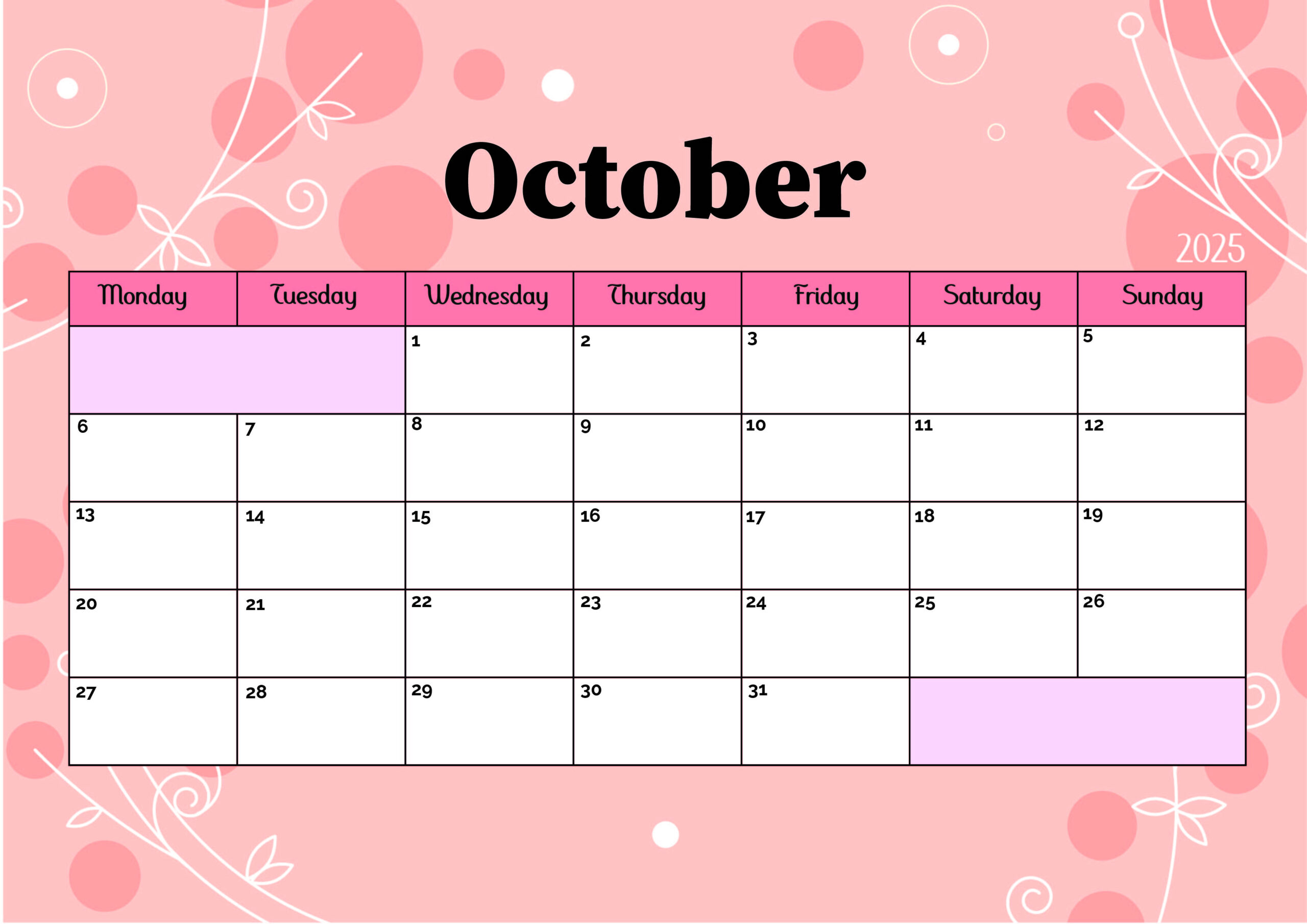 ▷ Model 5 October 2025 regarding Open Calendar For October 2025