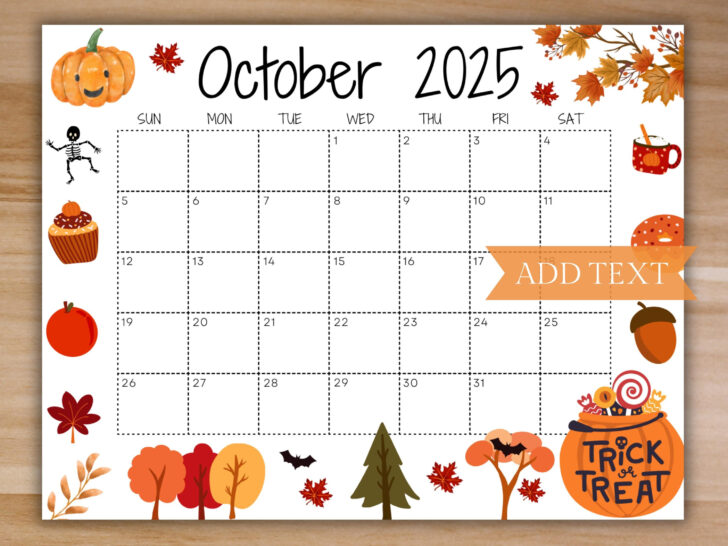 October 2025 Calendar Fillable