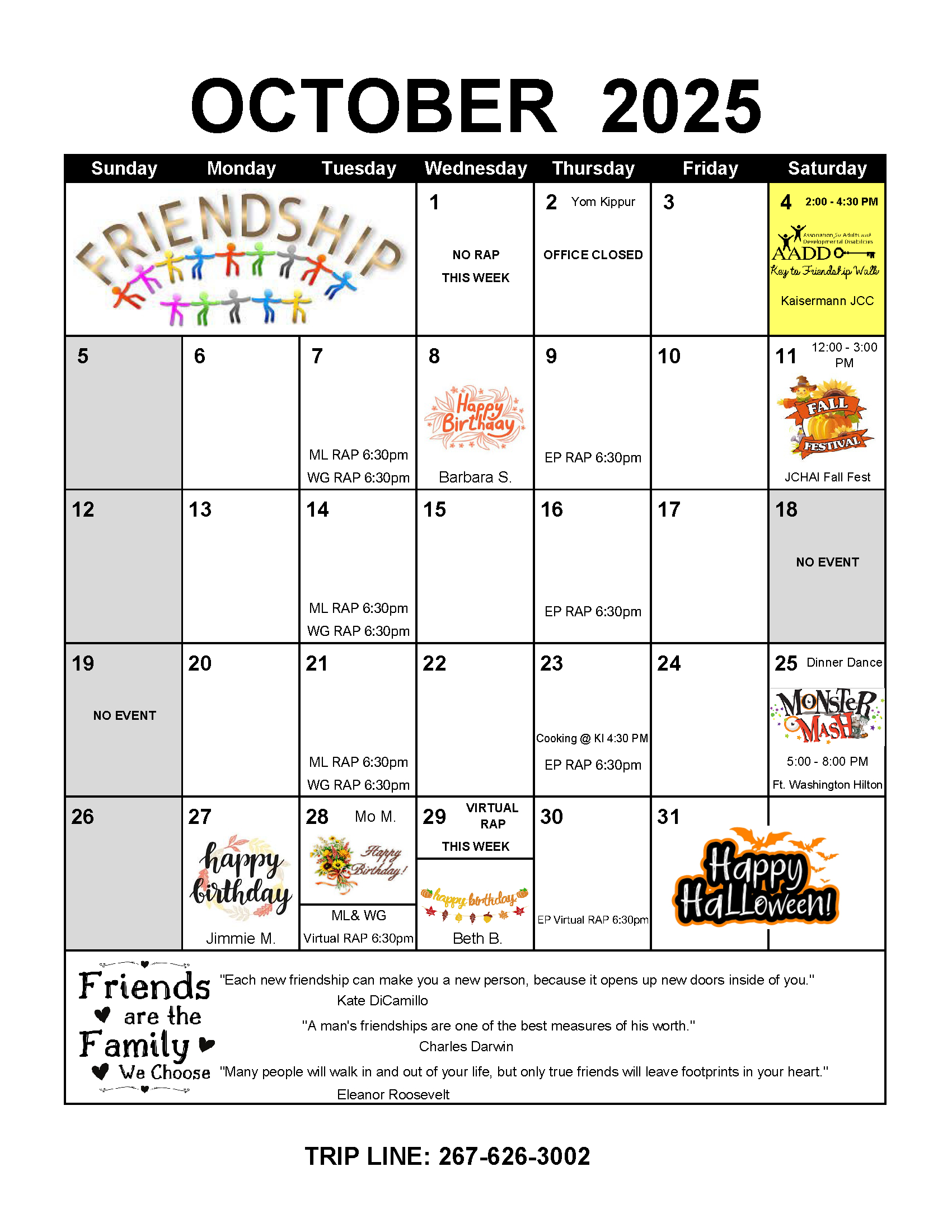 Events | Aadd in October Calendar of Events 2025