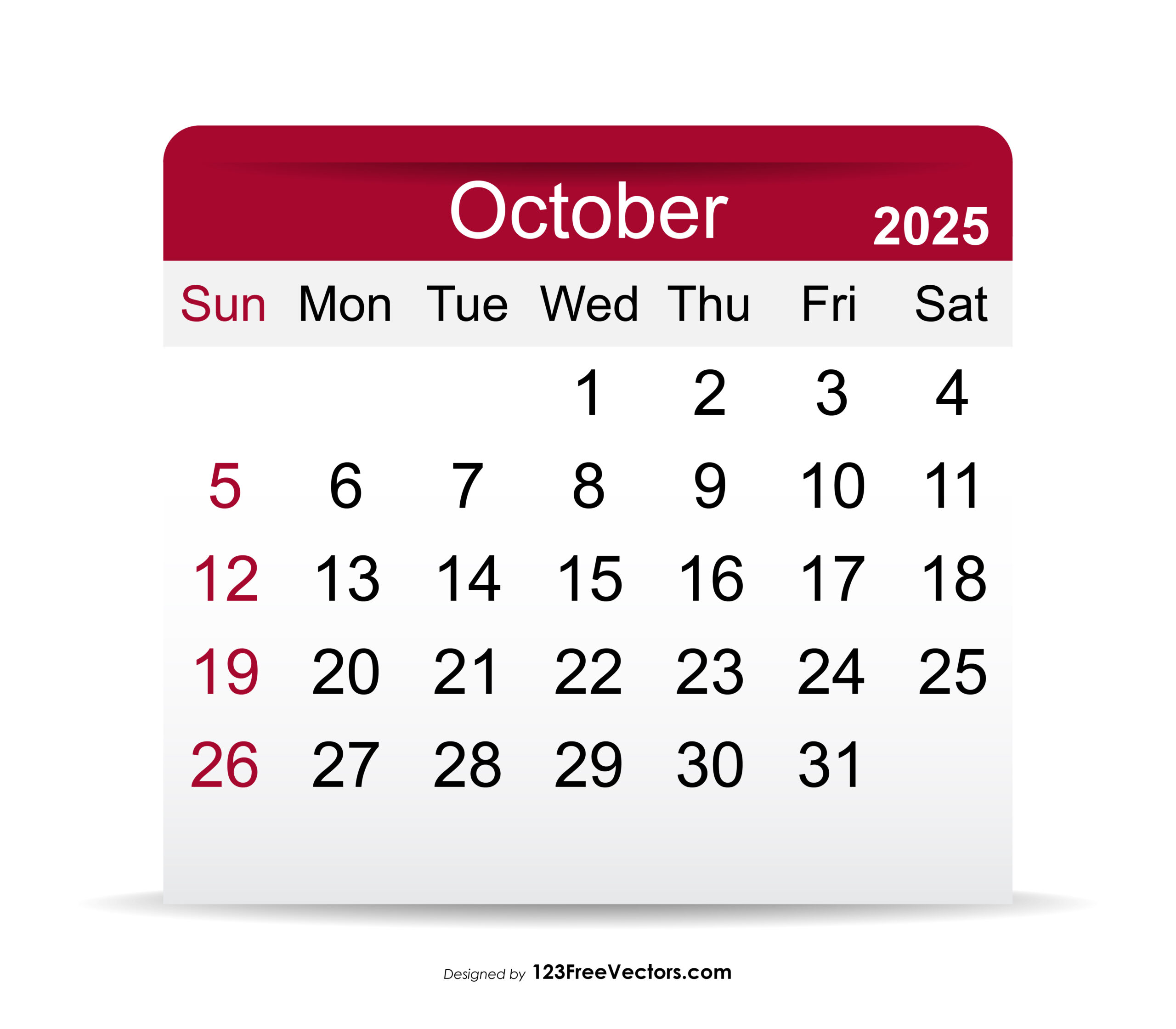 Free Download 2025 October Calendar within Clip Art October Calendar 2025
