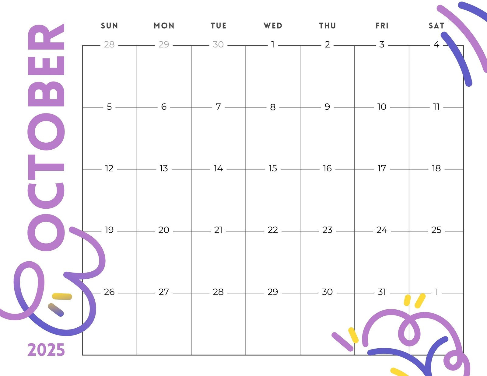 Free October 2025 Calendar Templates To Customize | Canva intended for October Whiteboard Calendar Ideas 2025