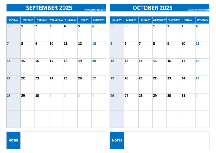Printable Calendar October 2025 to September 2026