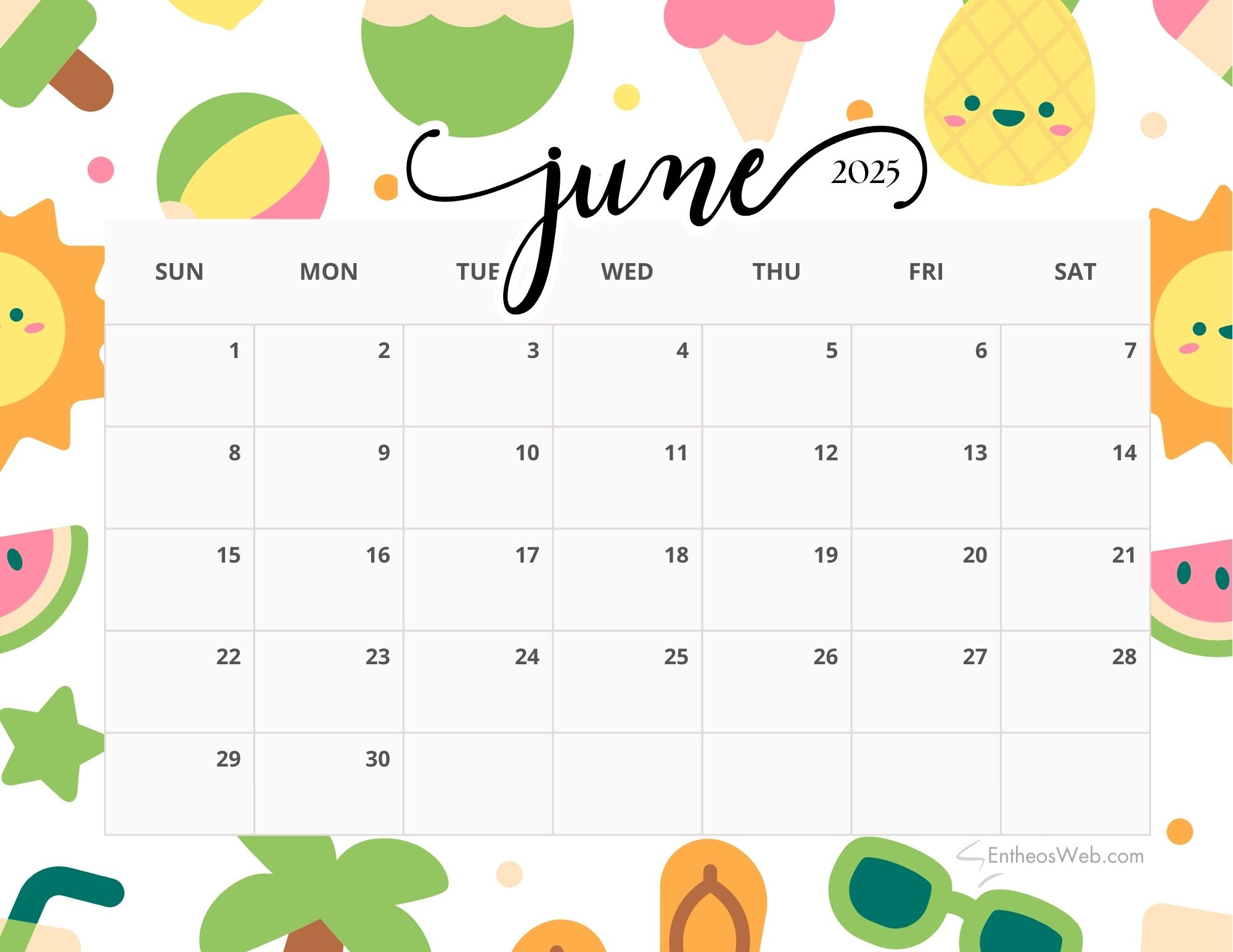 June 2025 Calendar Printables | Entheosweb with Summer 2025 Printable Calendar