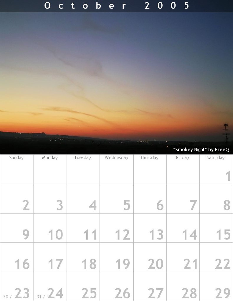 October 2005 Calendar | Created With Fd&amp;#039;S Flickr Toys. | Flickr regarding Calendar of 2005 October