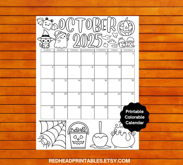 October 2025 Calendar Coloring Page