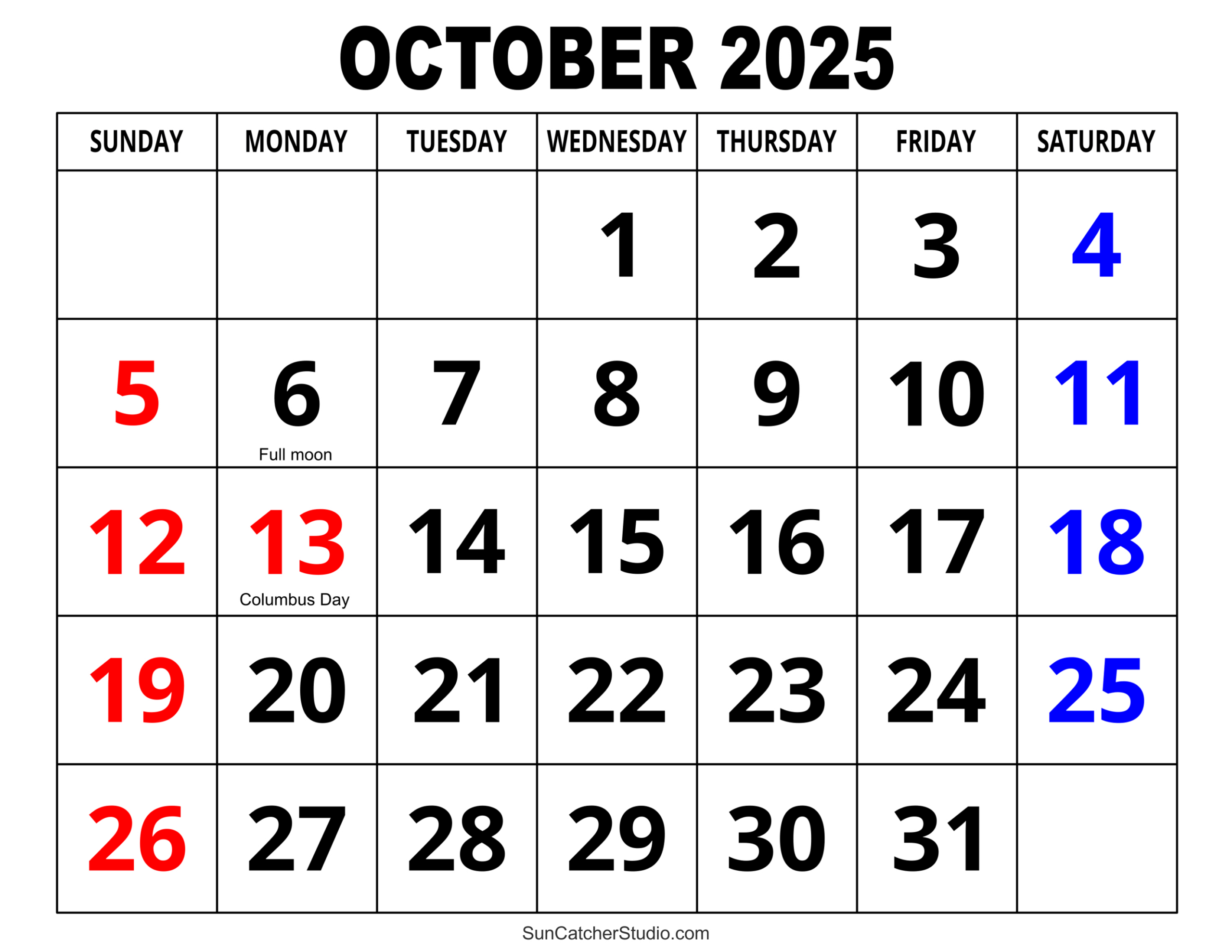 October 2025 Calendar (Free Printable) – Free Printables regarding Give Me The Calendar For October 2025