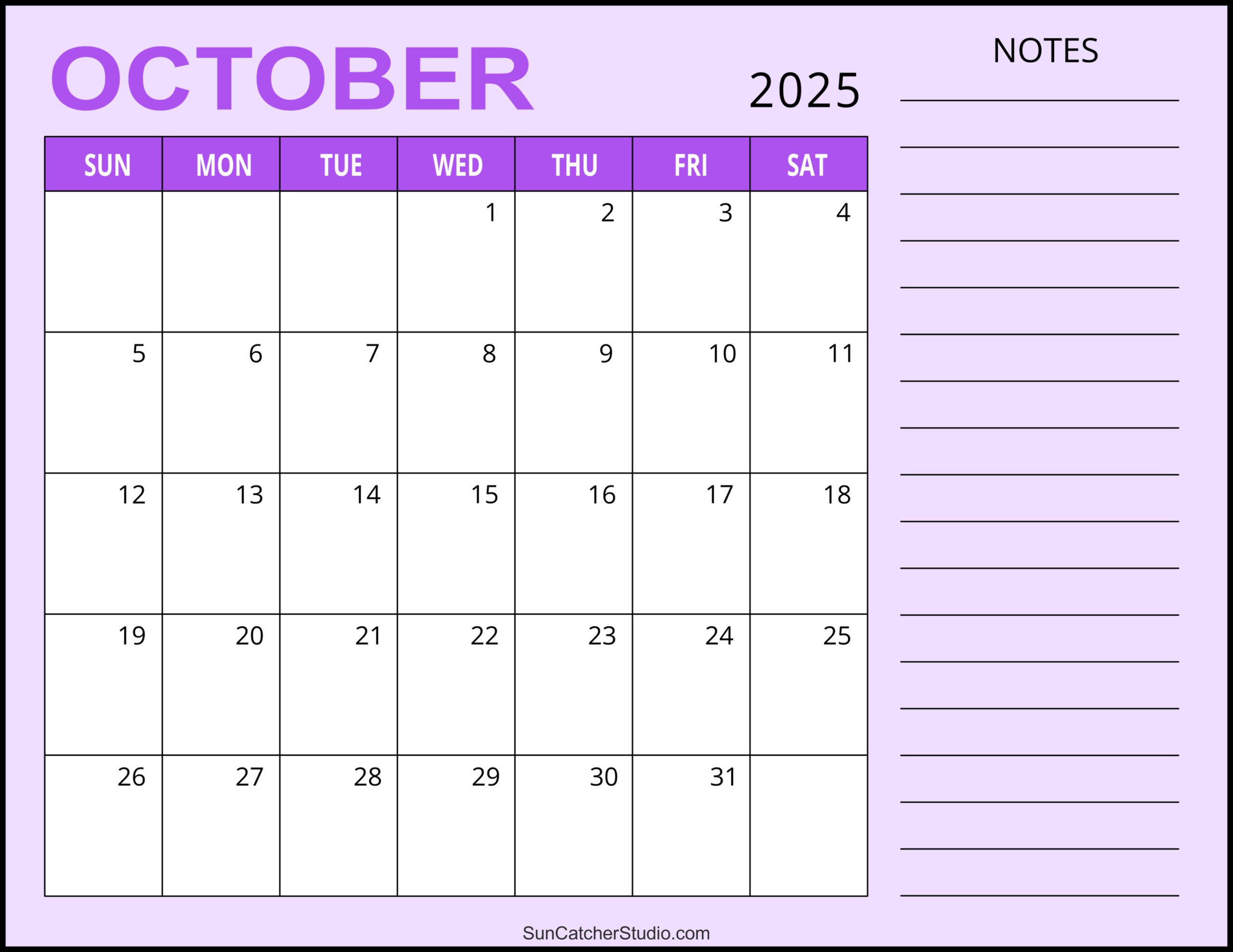 October 2025 Calendar (Free Printable) – Free Printables with Printable October 2025 Calendar Word