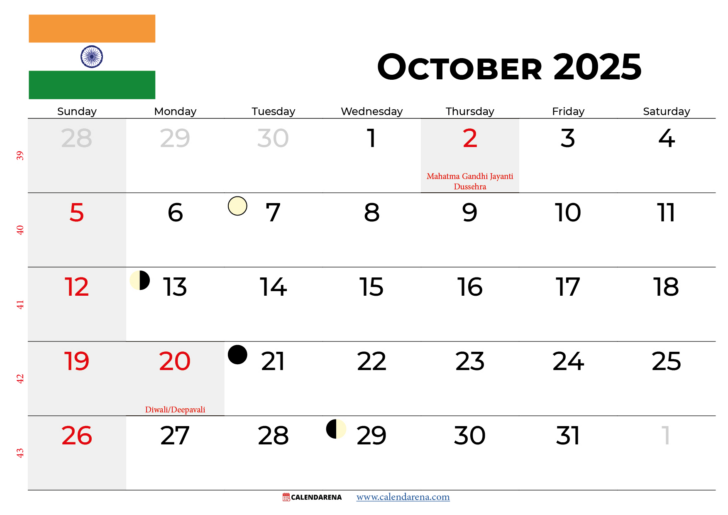 October 2025 Calendar Events