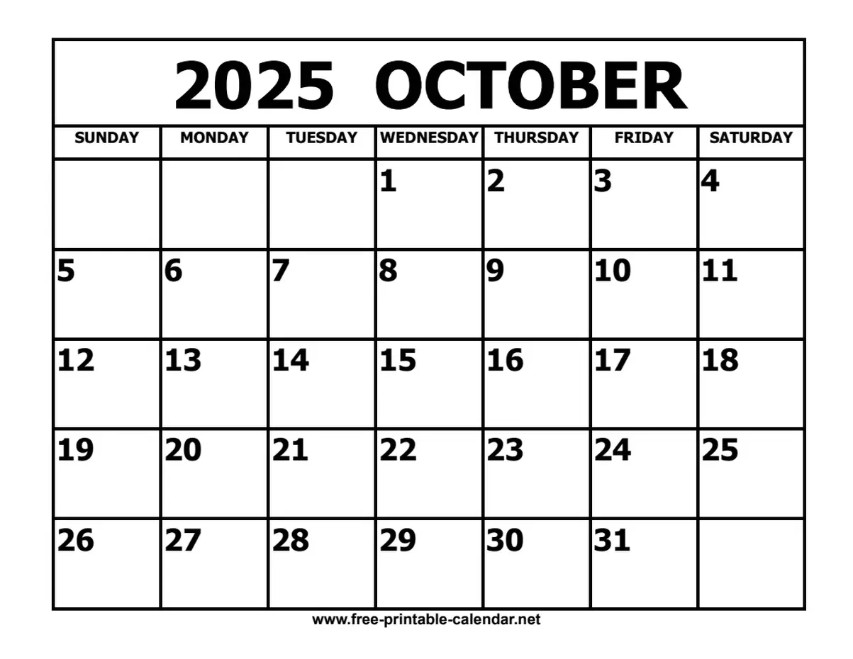 October 2025 Calendar throughout National Day Calendar For October 2025