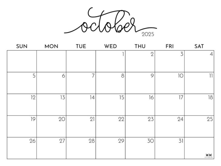 October Calendar 2025 Editable