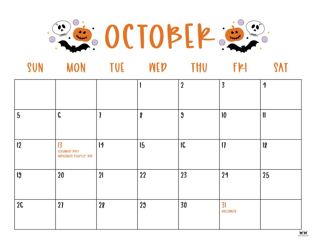 October 2025 Calendars - 107 Free Printables | Printabulls with October Monthly Calendar 2025