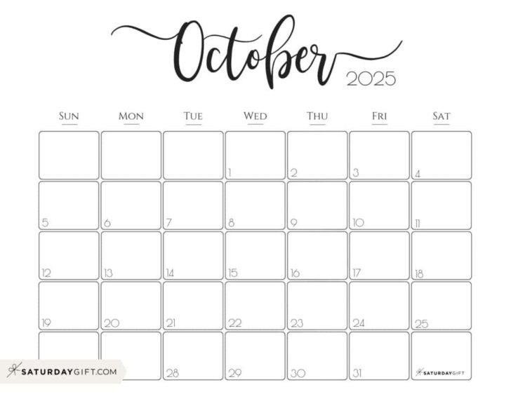 October Blank Printable Calendar 2025