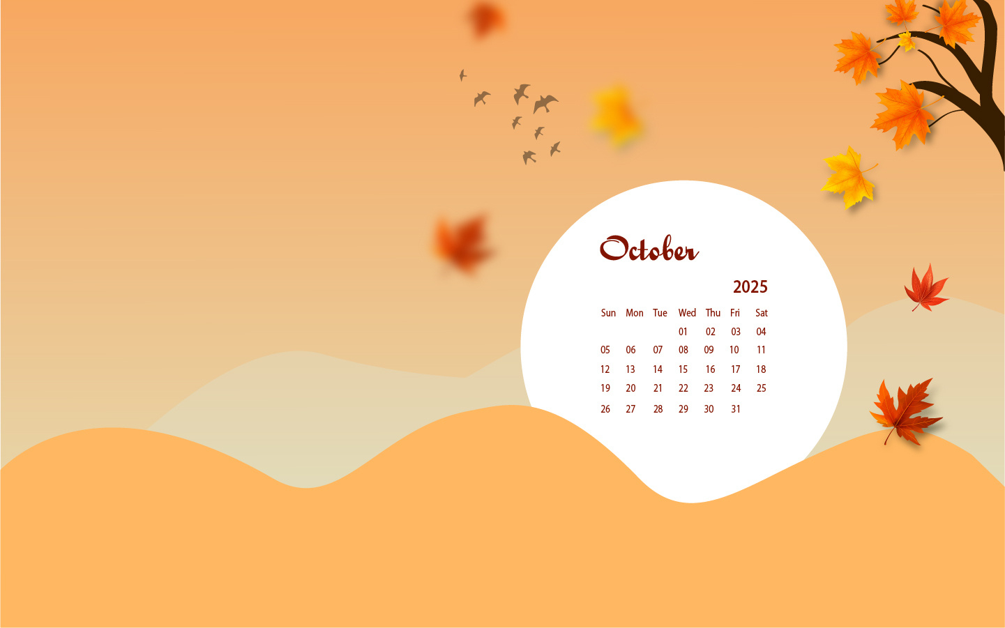 October 2025 Desktop Wallpaper Calendar - Calendarlabs for October 2025 Calendar Wallpaper