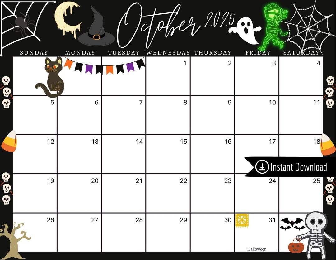 October 2025 Halloween Planner: Editable Printable Calendar (Pdf within October Halloween Movie Calendar 2025