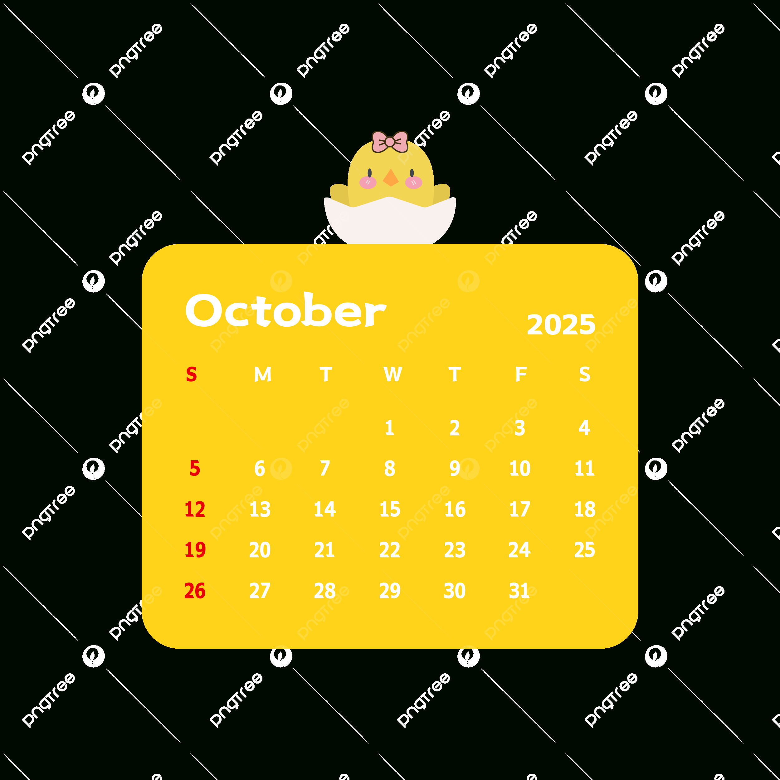 October 2025 Monthly Calendar With Cartoon Chicks Vector, Calendar pertaining to Clip Art October Calendar 2025