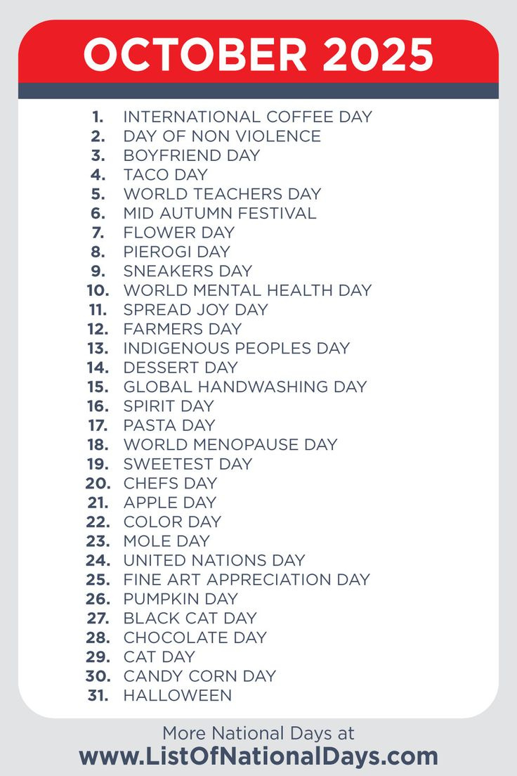October 2025 National Days within What National Day Is October 15 2025