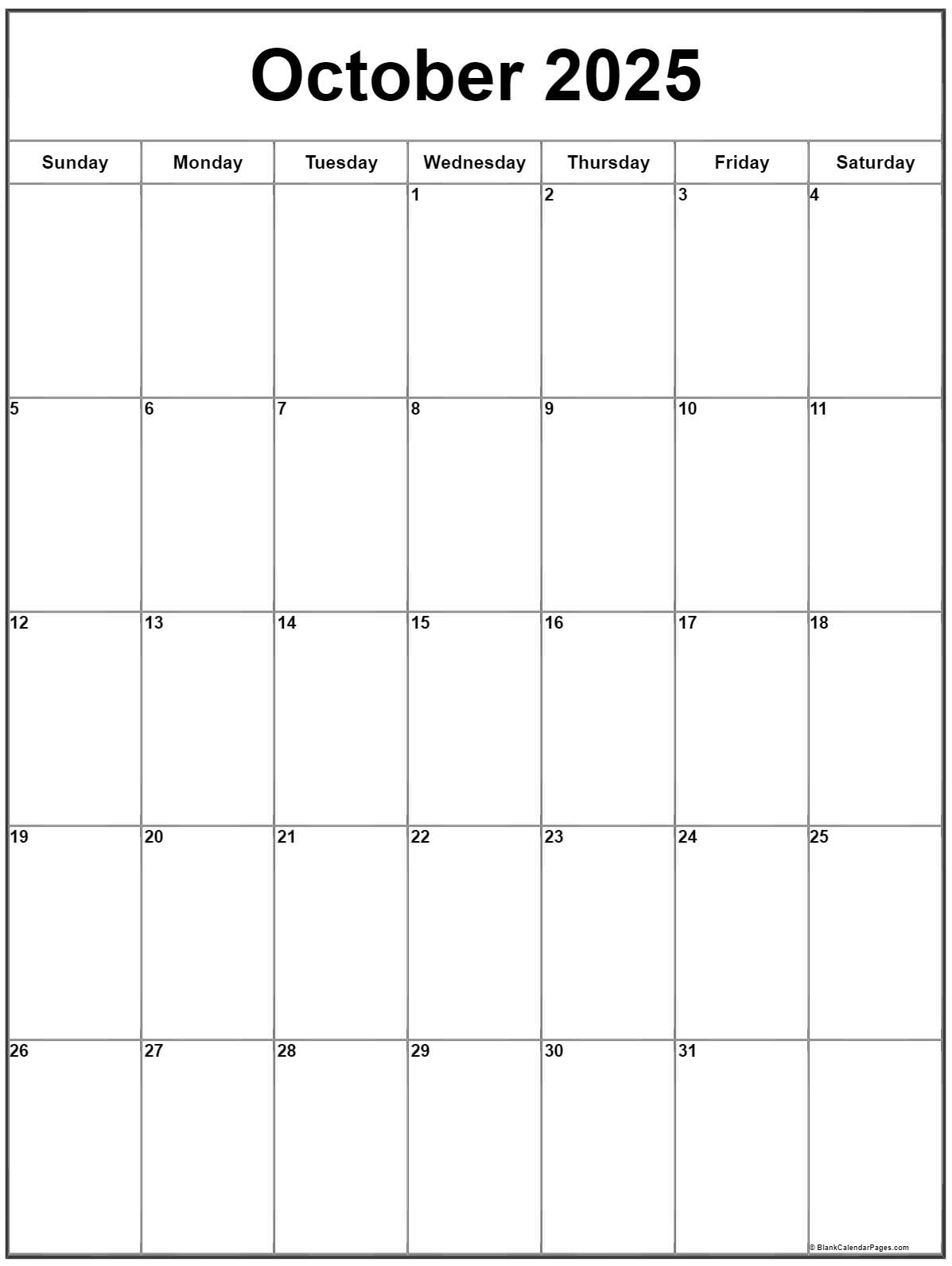 October 2025 Vertical Calendar | Portrait within October 2025 Calendar Vertical