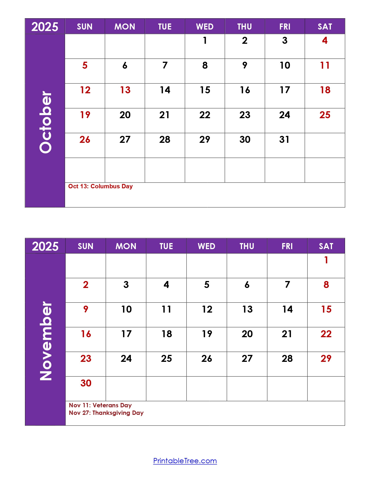 October And November 2025 Calendar Printable Pdf | Two Months Calendar within Free Printable Calendar October and November 2025