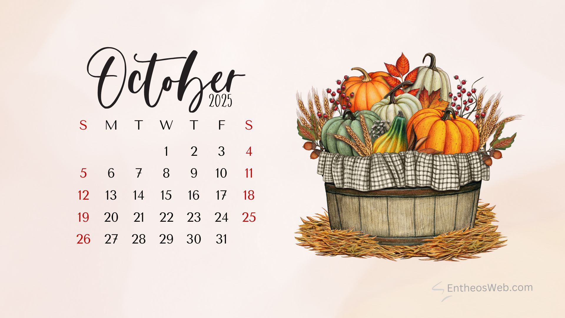 October Calendar Desktop Wallpaper Backgrounds | Entheosweb in October 2025 Calendar Desktop Wallpaper