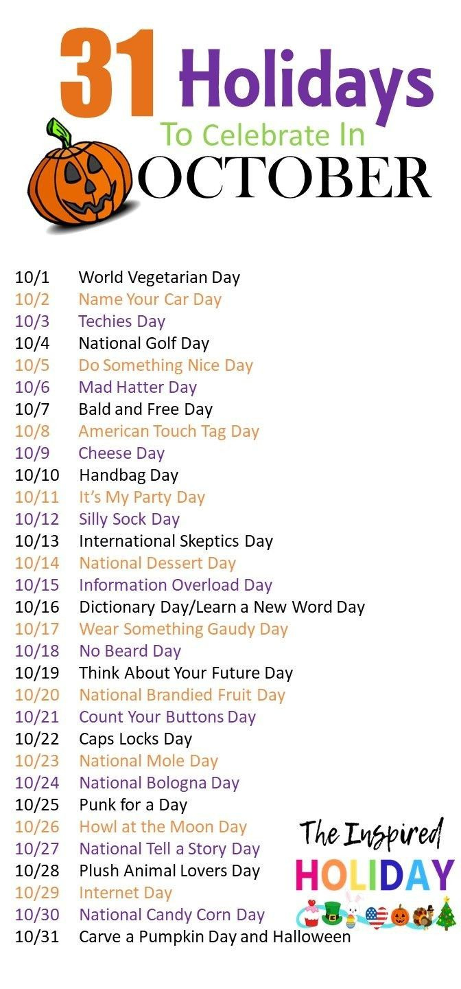 Pinstacy Kolar On Crafty | National Holiday Calendar, Silly for What National Day is October 10 2025