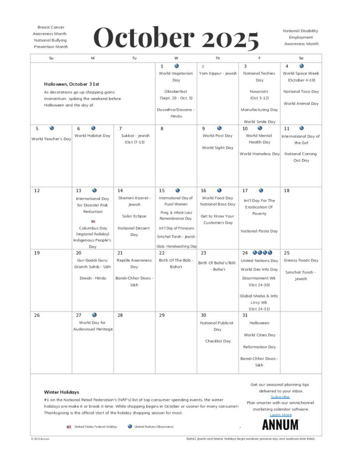 National Days in October 2025