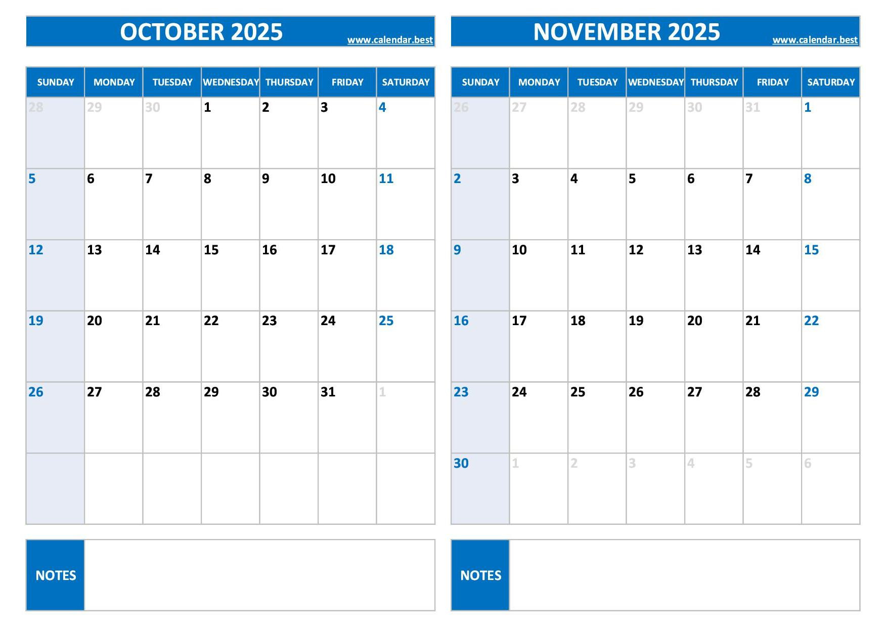 Printable October And November 2025 Calendar - Free Pdf &amp;amp; Jpg inside October November 2025 Calendar