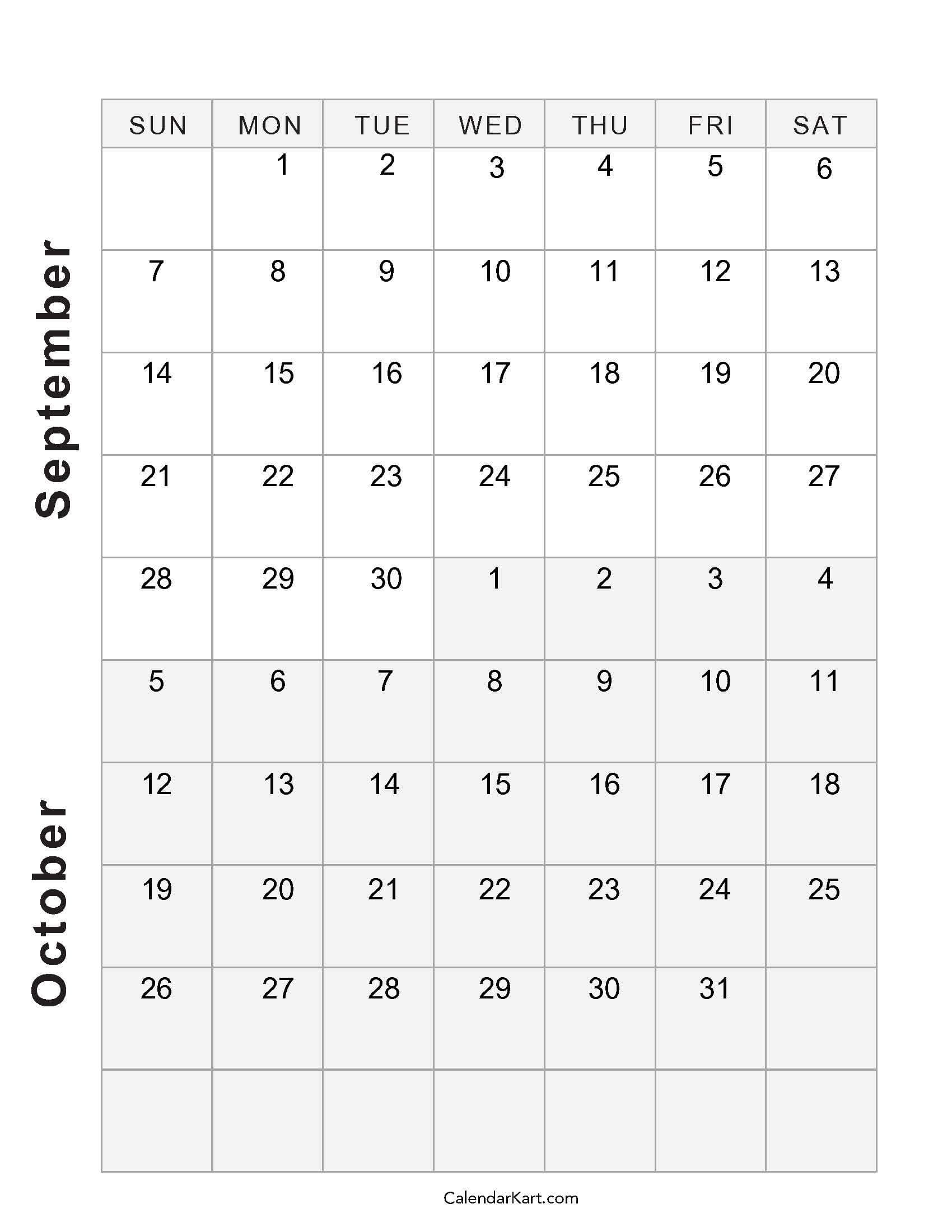 Printable September October 2025 Calendar | Calendarkart in September October 2025 Printable Calendar
