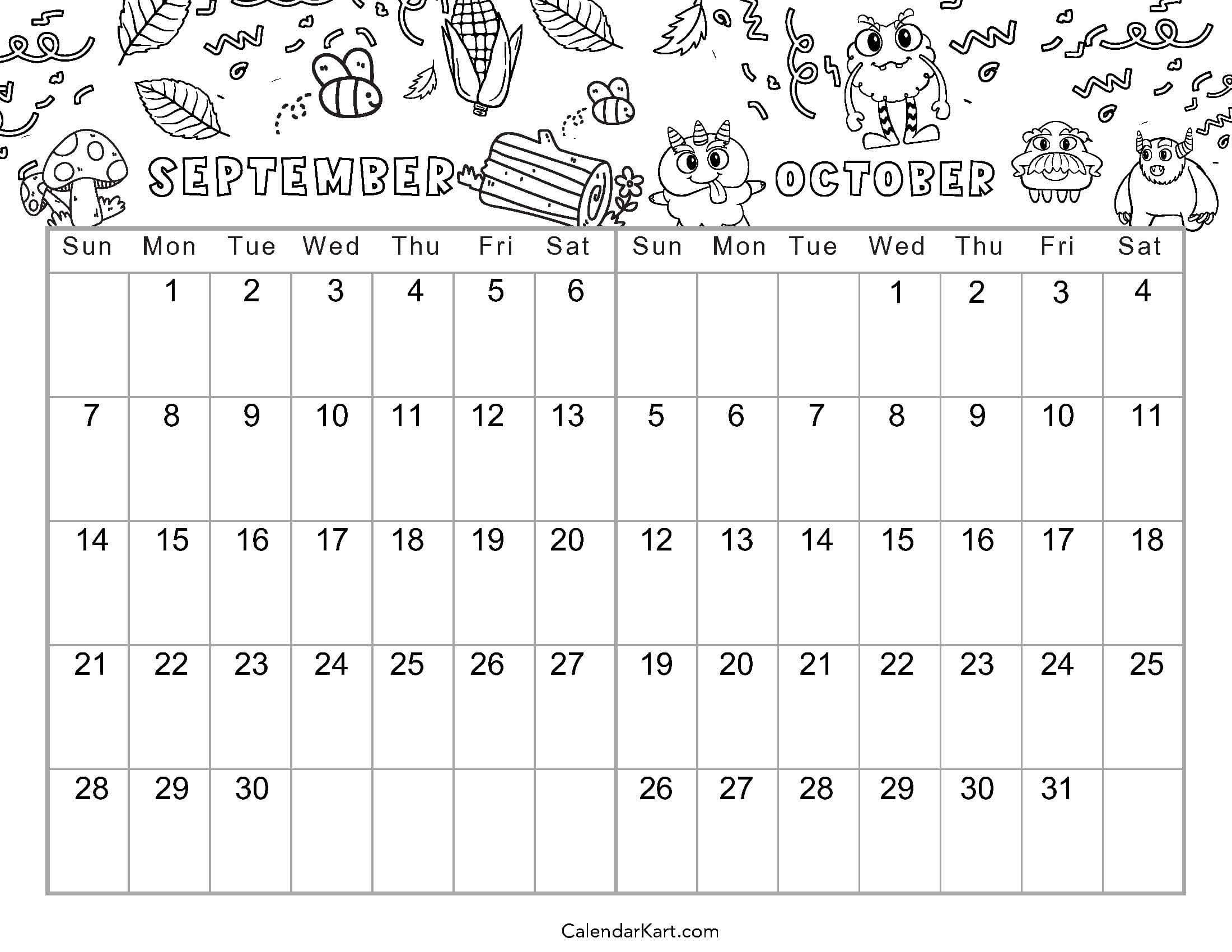 Printable September October 2025 Calendar | Calendarkart inside Free Printable Calendar September October 2025