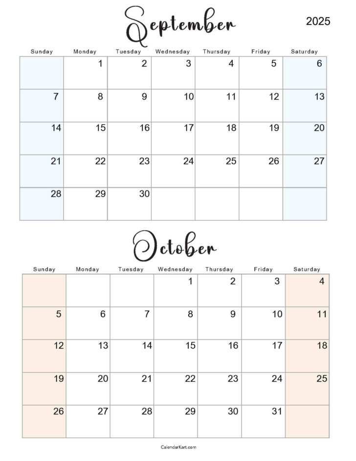 Printable Calendar 2025 September October November