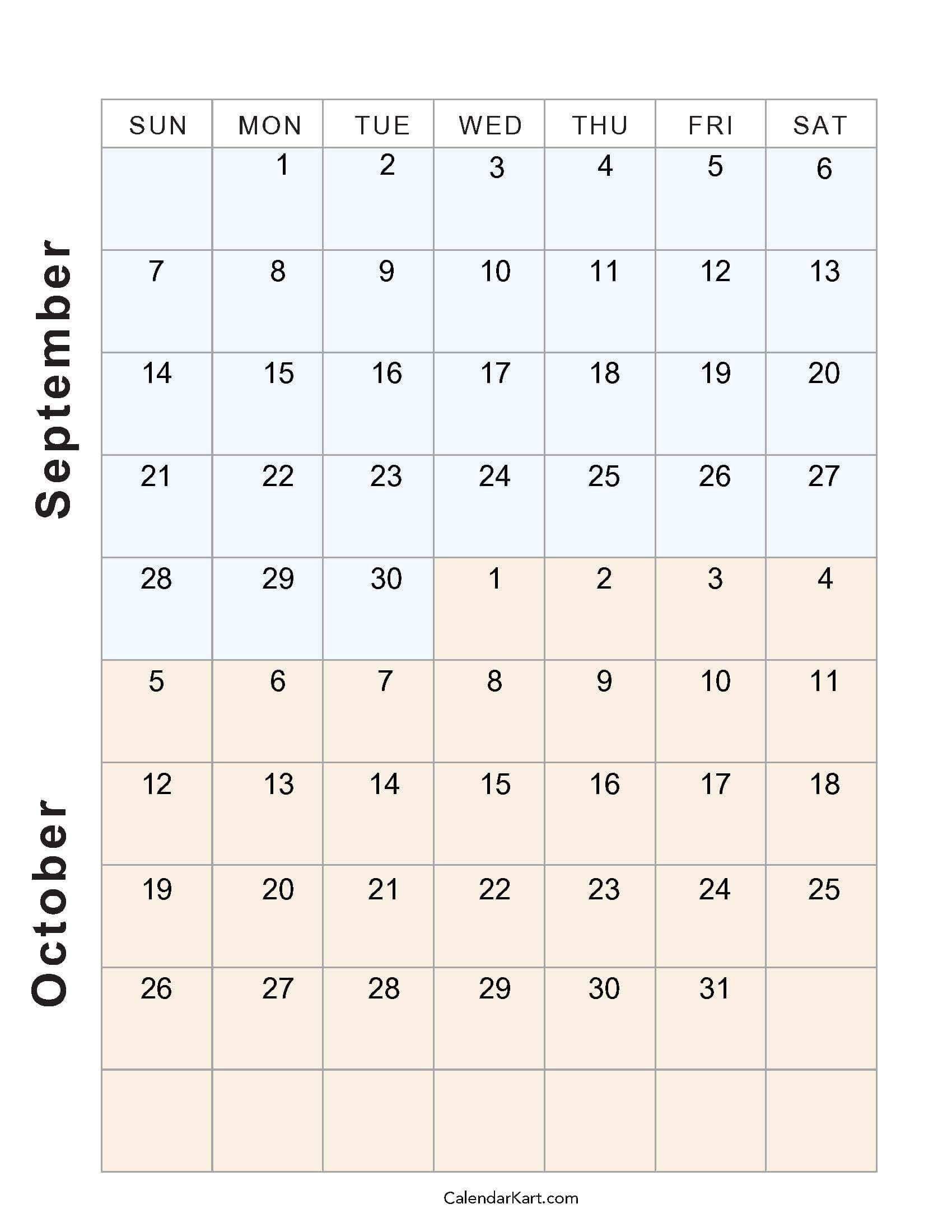 Printable September October 2025 Calendar | Calendarkart with September And October 2025 Calendar