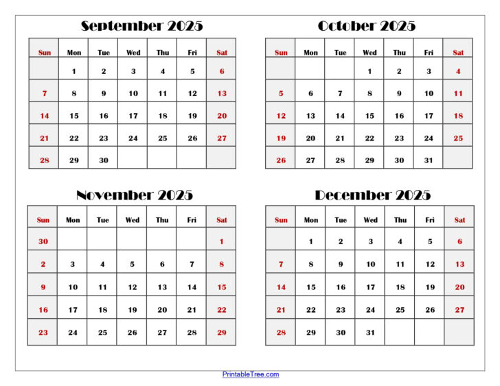 October to December 2025 Calendar