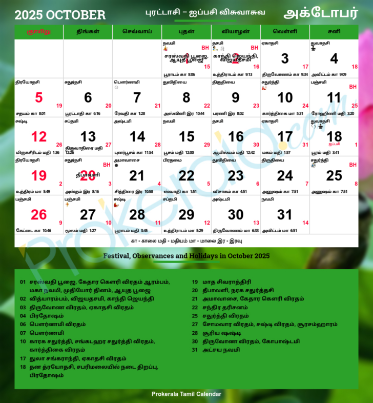 October 2025 Calendar Explained