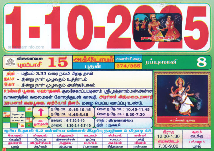 October 2025 Tamil Calendar