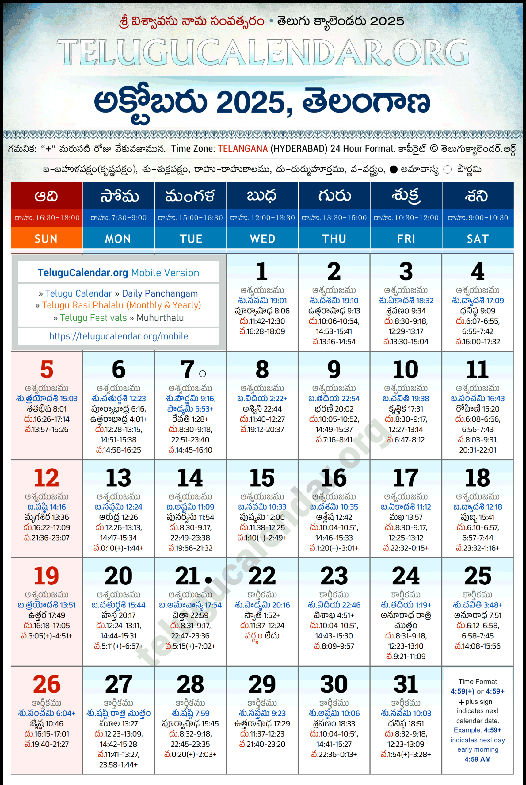 Telangana Telugu Calendar 2025 October Pdf Festivals inside Chicago Telugu Calendar 2025 October