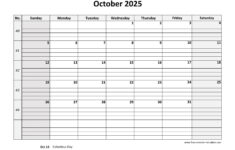 Www.free-Calendar-Template/2025/October-2025-C for October Printable Calendar With Lines 2025