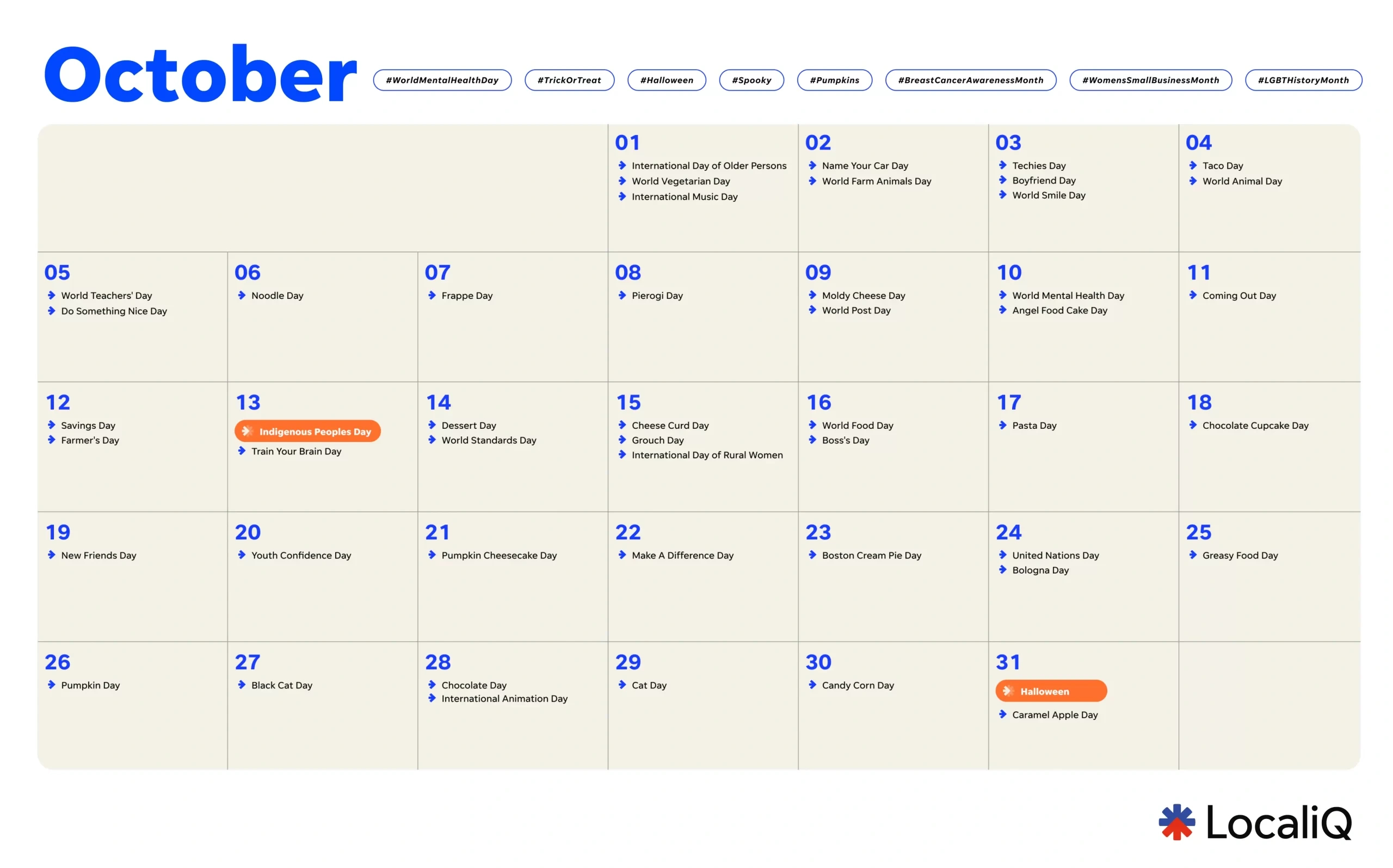 Your Essential 2025 Marketing Calendar Template | Localiq in October Social Media Calendar 2025