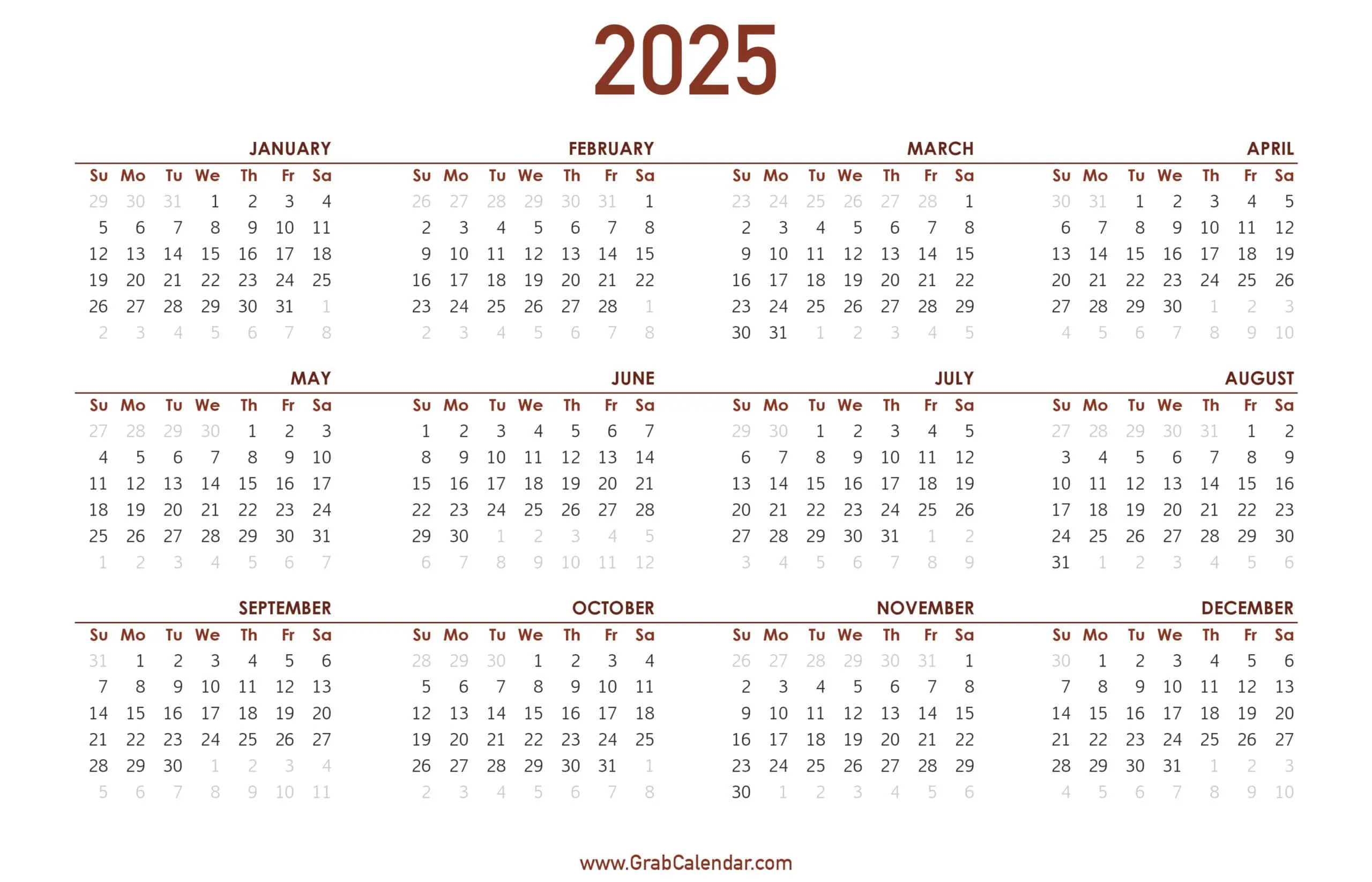 2025 Calendar - Grab Calendar inside 4 Month Calendar August To November 2025