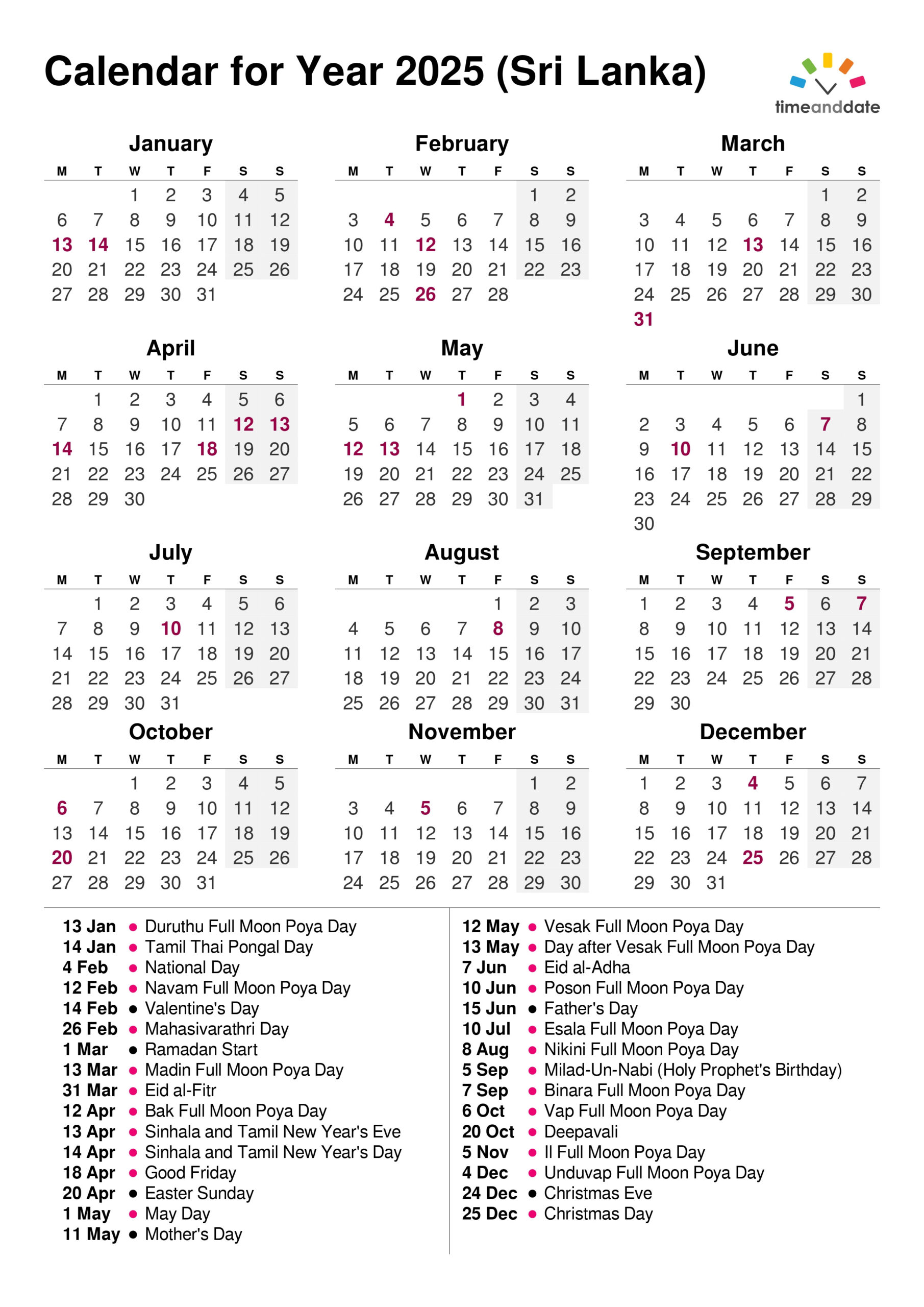 2025 Calendar Sri Lanka Printable Pdf | Sinhala Tamil English in November Calendar 2025 Sri Lanka