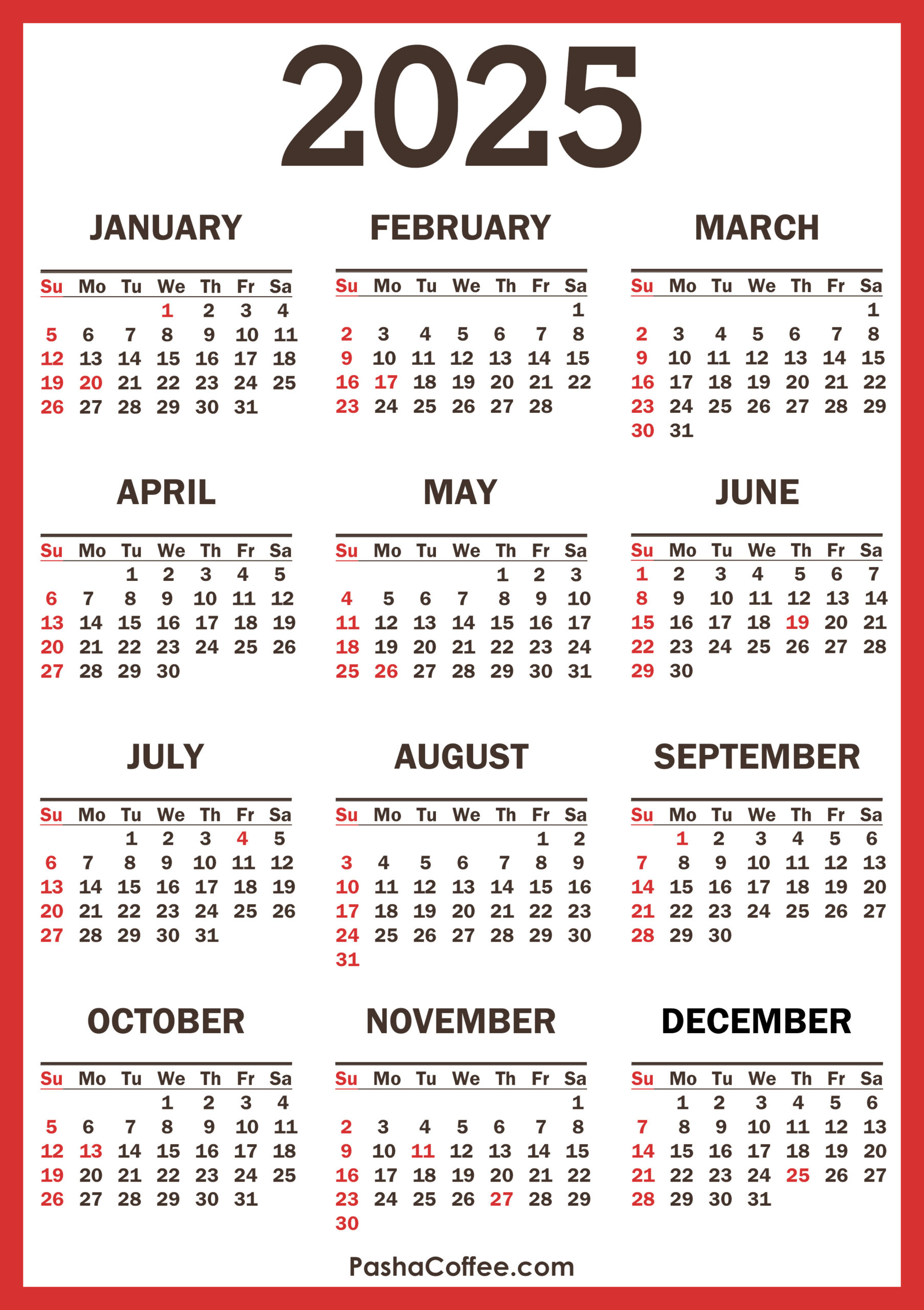 2025 Calendar With Holidays – Pashacoffee intended for November Calendar 2025 Sri Lanka