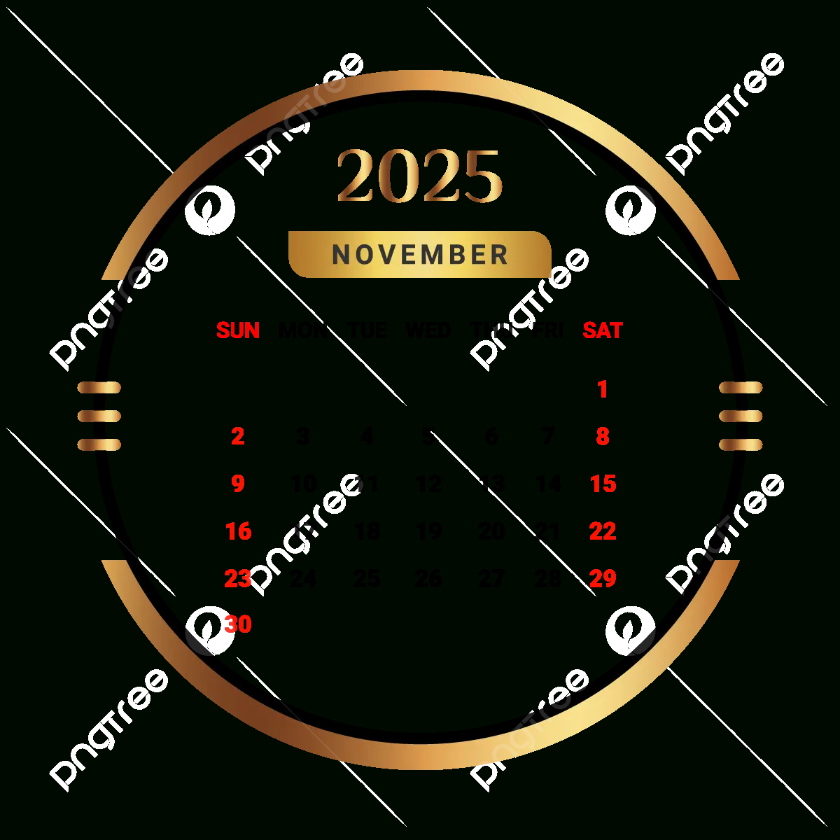 2025 November Month Calendar With Golden And Black Vector, Monthly pertaining to Transparent November Calendar 2025