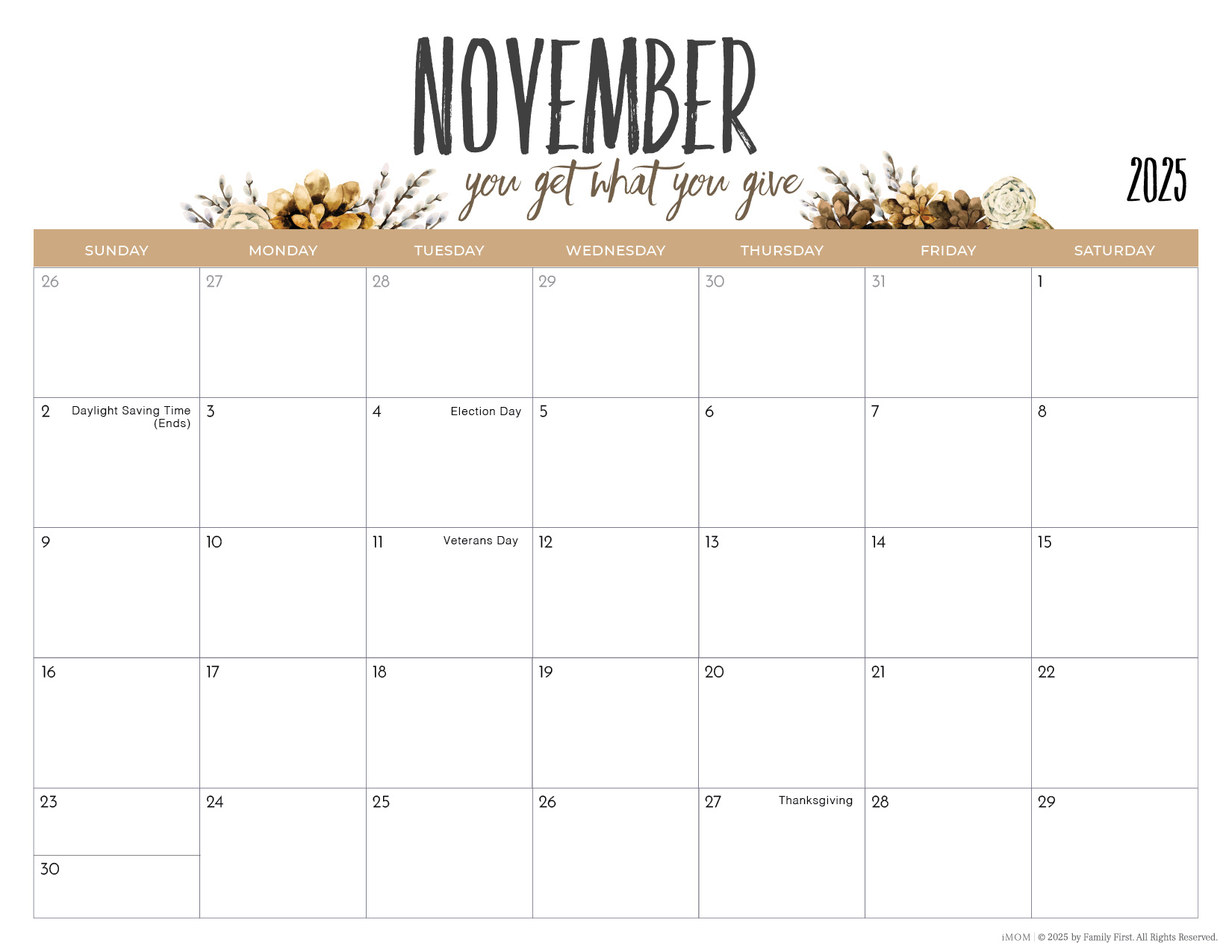 2025 Printable Calendars2025-2026 Printable Calendars For Moms - Imom with Fillable November 2025 Calendar