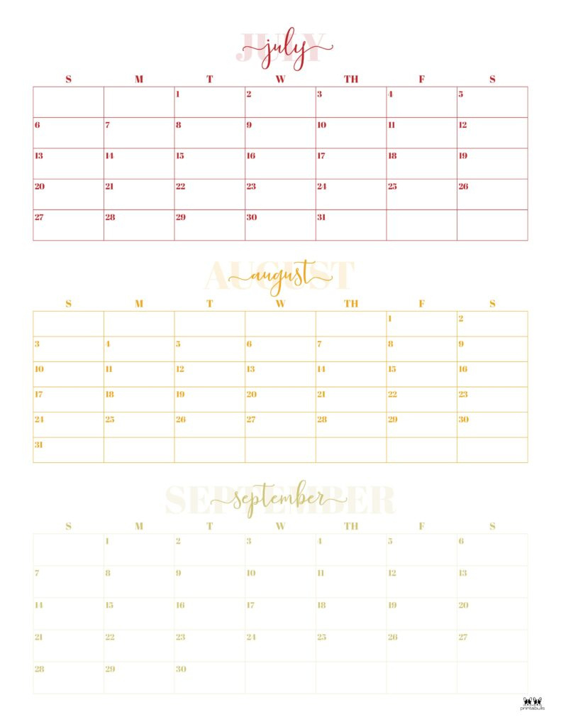 2025 Three Month/Quarterly Calendars - 36 Free Cals | Printabulls for 3 Month Calendar 2025 September October November