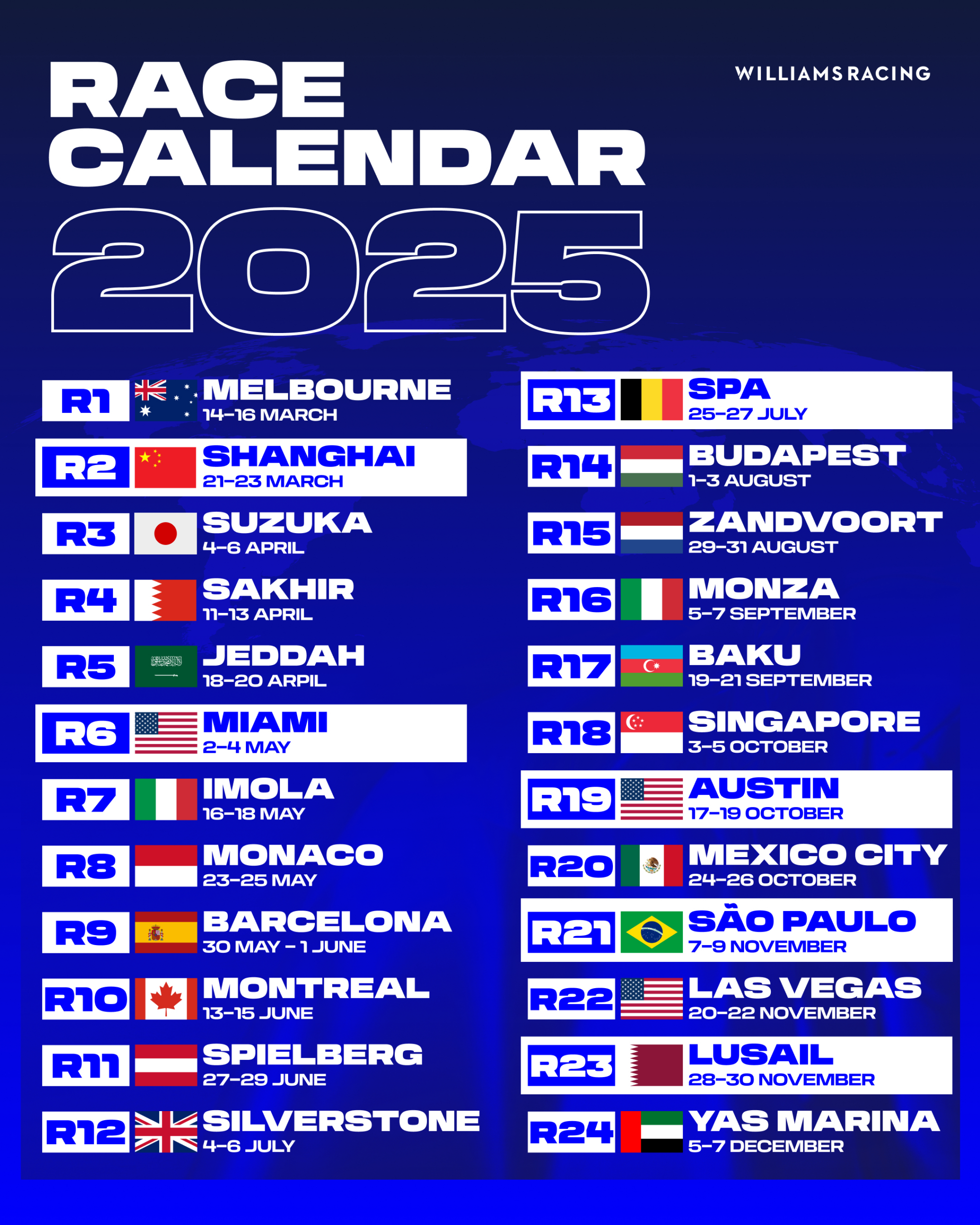 A Journey Through The 2025 F1 Calendar: One Fact For Every with Racing Calendar November 2025