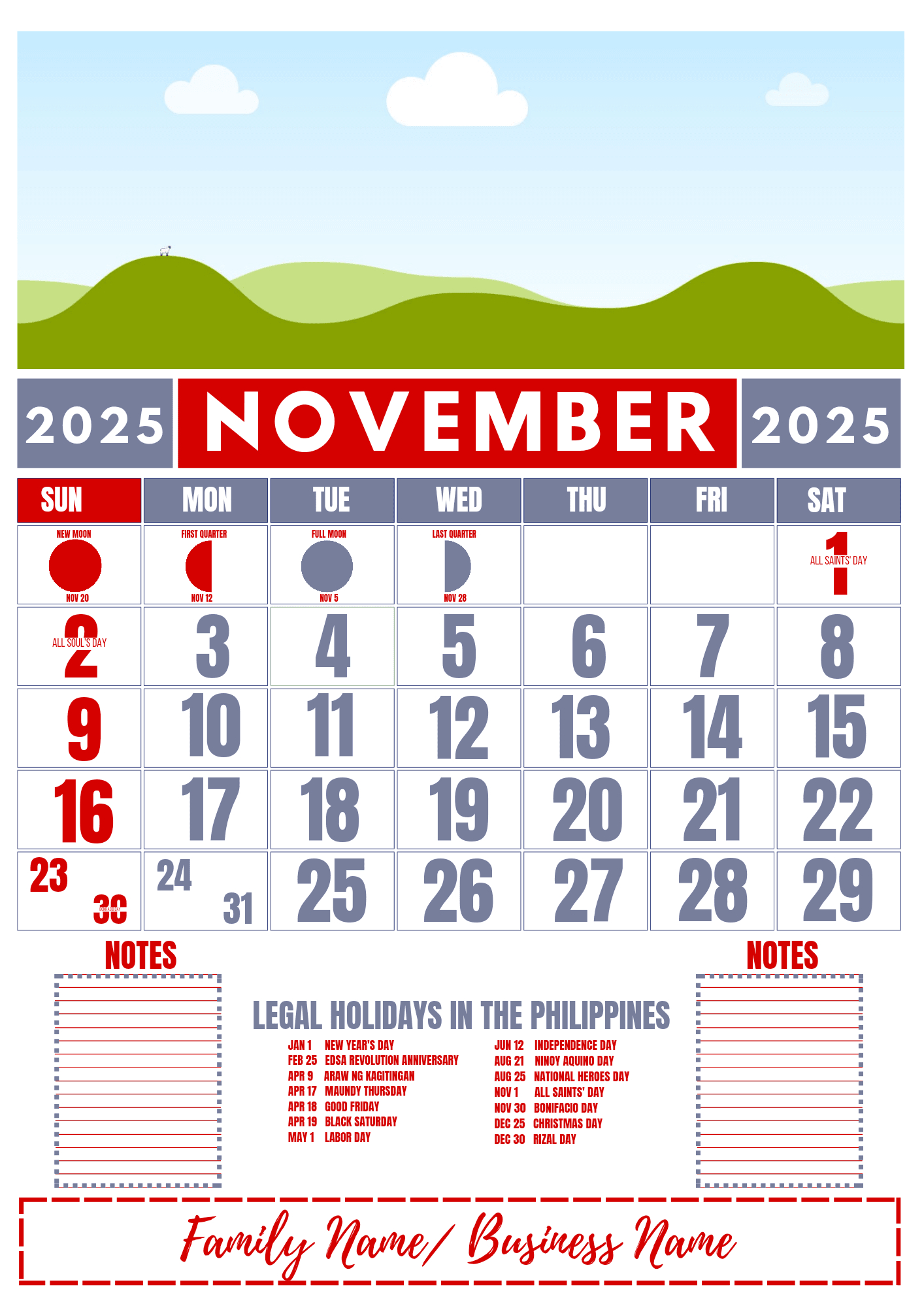 A4 Size Calendar Template 2025Danicamalsi - Raket.ph pertaining to November 2025 Calendar Philippines