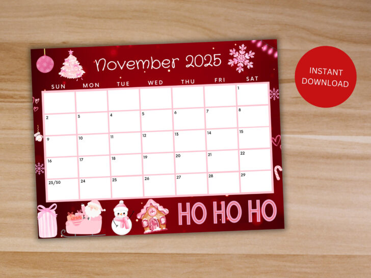 November 2025 Calendar Christmas November 2025 Calendar Christmas